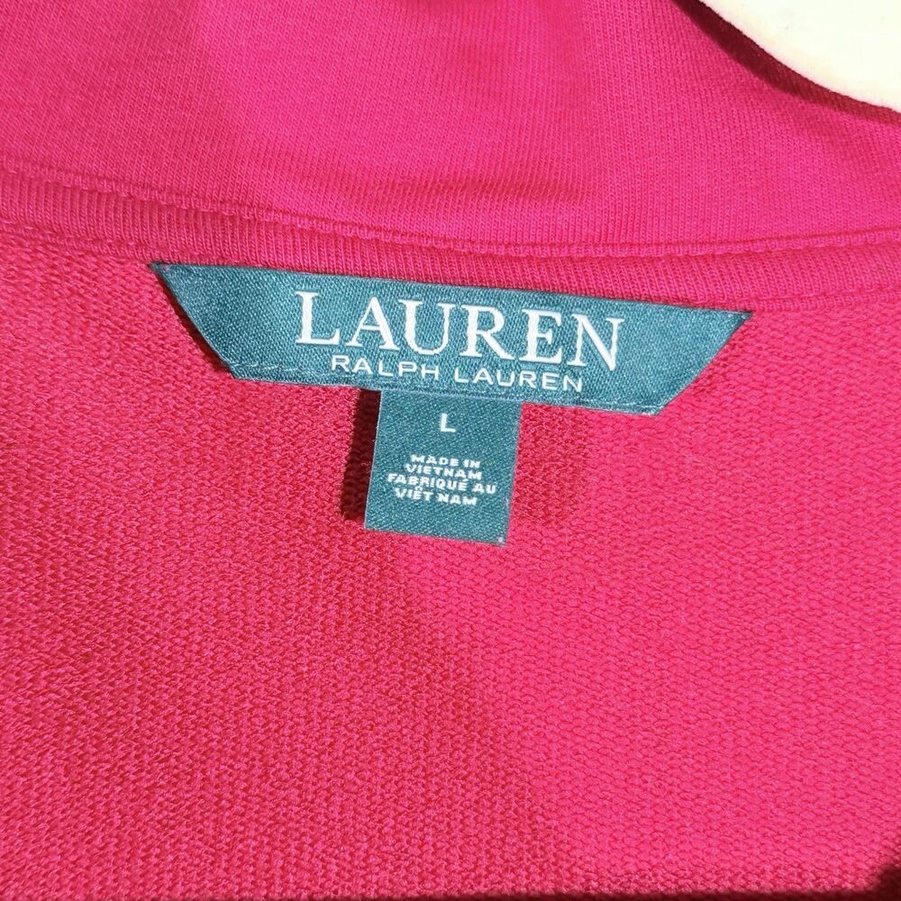 Lauren Ralph Lauren Vest Women's L Red Quilted Full Zip LRL - Spots see pics - Picture 4 of 12
